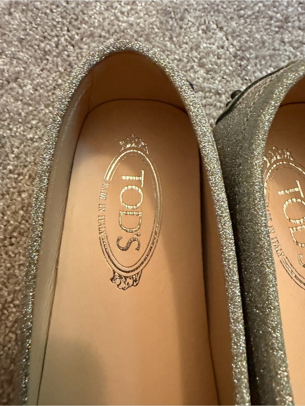 Tod's Silver Glitter Leather Gommino Driving Shoes - Picture 5 of 8
